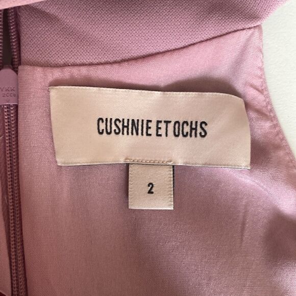 Cushnie Et Ochs Pink and Maroon Ruffle One Shoulder Midi Dress Size 2 - Picture 14 of 15